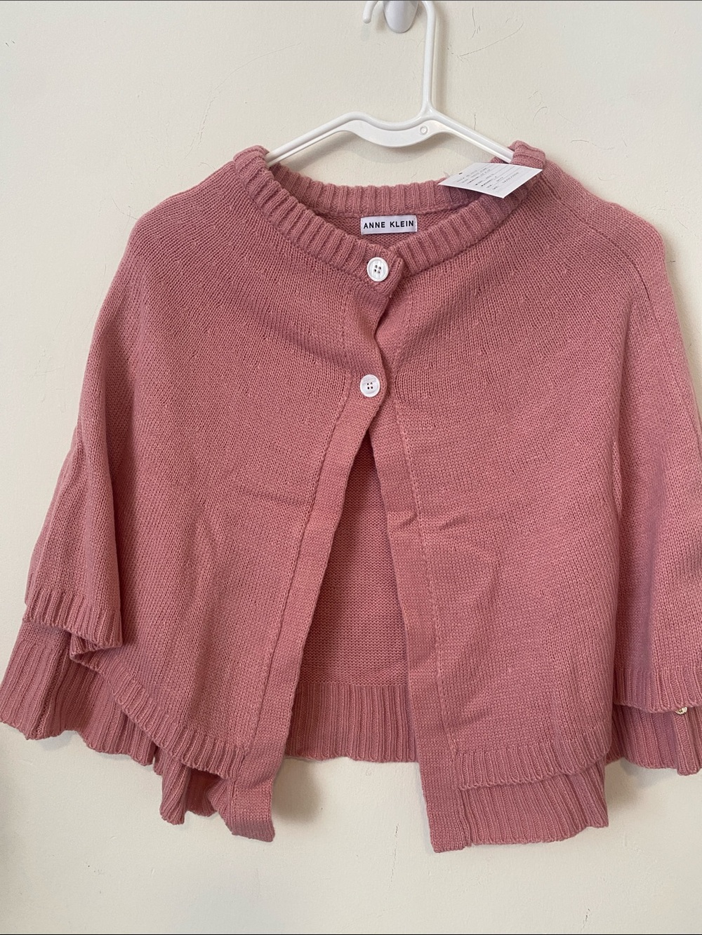 Anne Klein Rose Pink Short Sleeve Knit Capelet